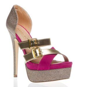 ShoeDazzle Naya pink & gold heels size 7.5
